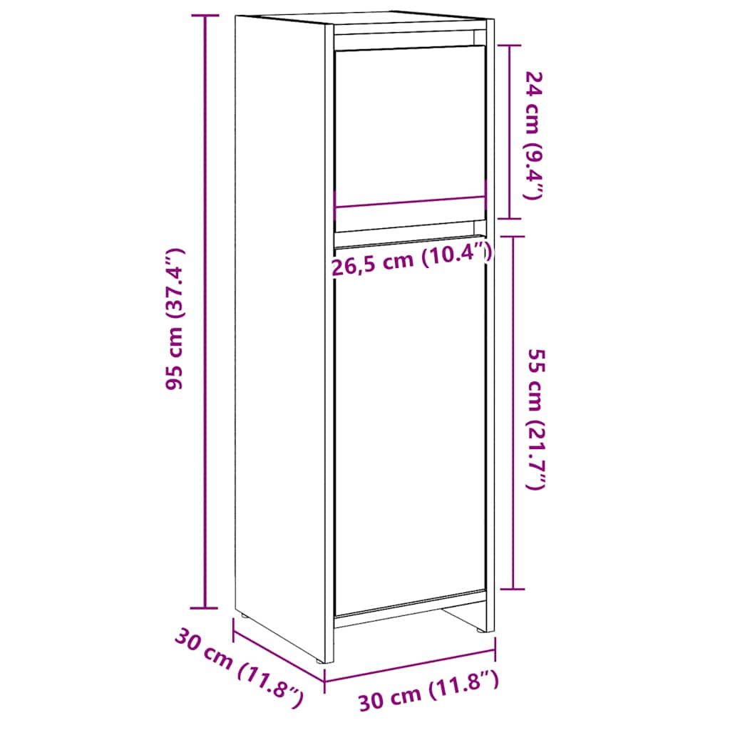 Bathroom cabinet old wood look 30x30x95 cm wood material