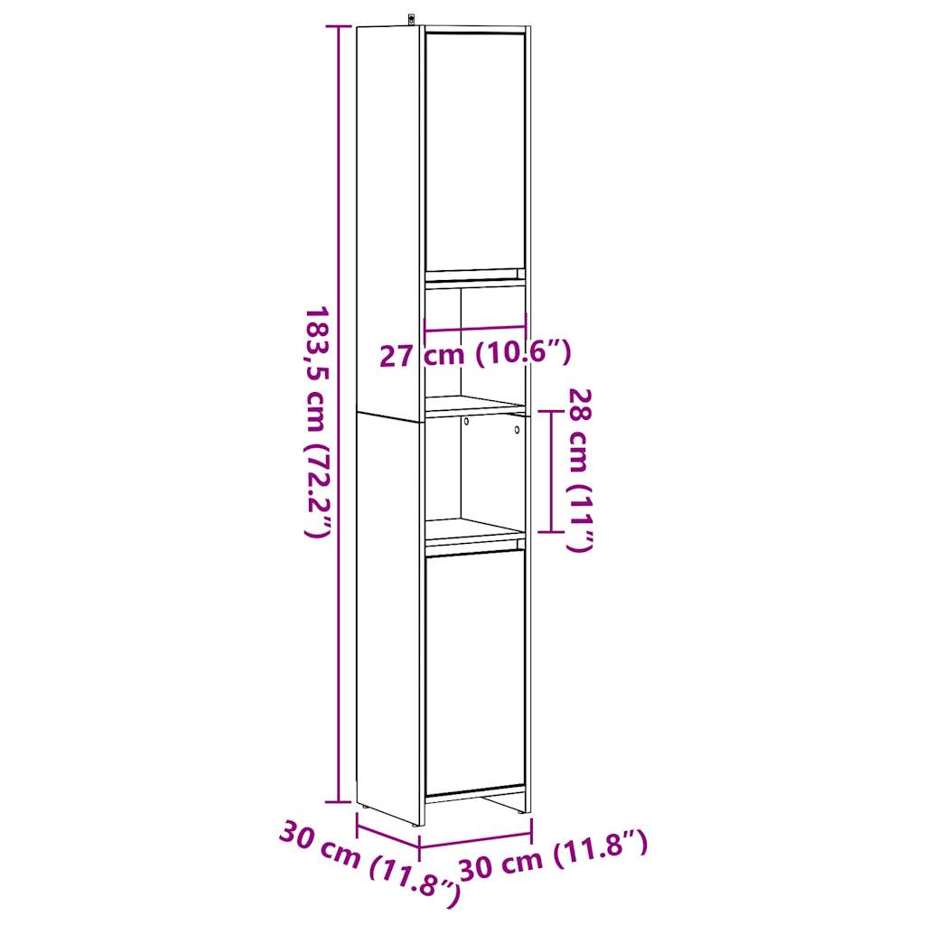 Bathroom Cabinet Concrete Grey 30x30x183.5 cm Wood Material