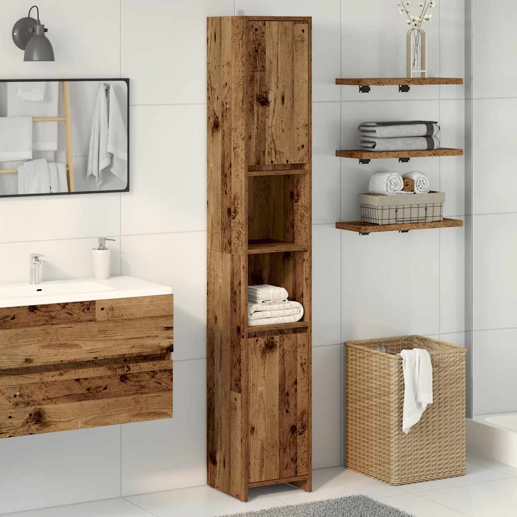 Bathroom cabinet old wood look 30x30x183.5 cm wood material