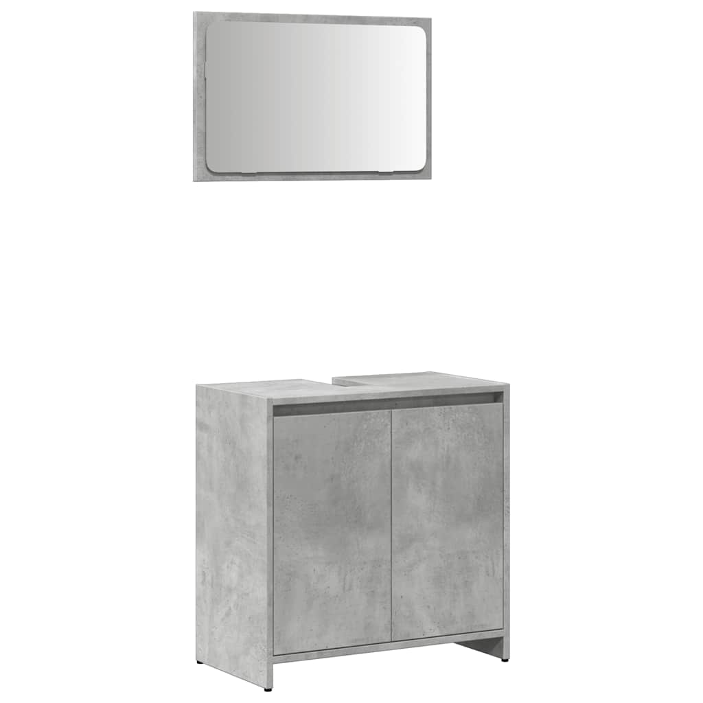 2-piece bathroom furniture set concrete gray wood material