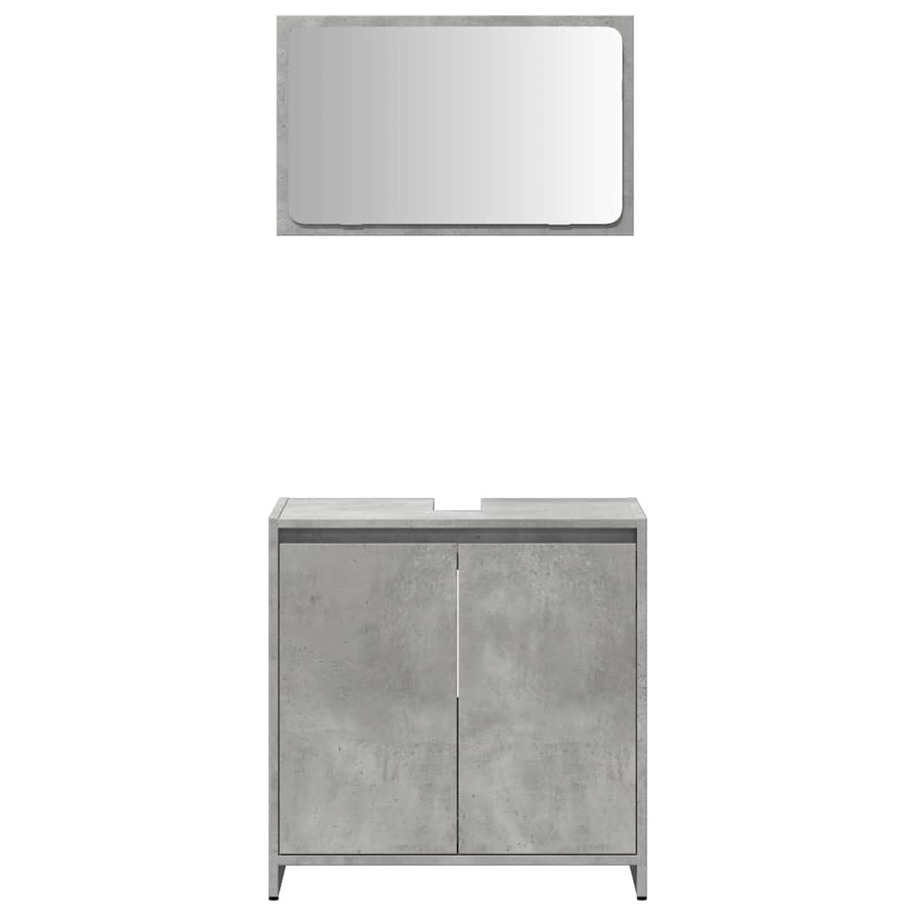 2-piece bathroom furniture set concrete gray wood material