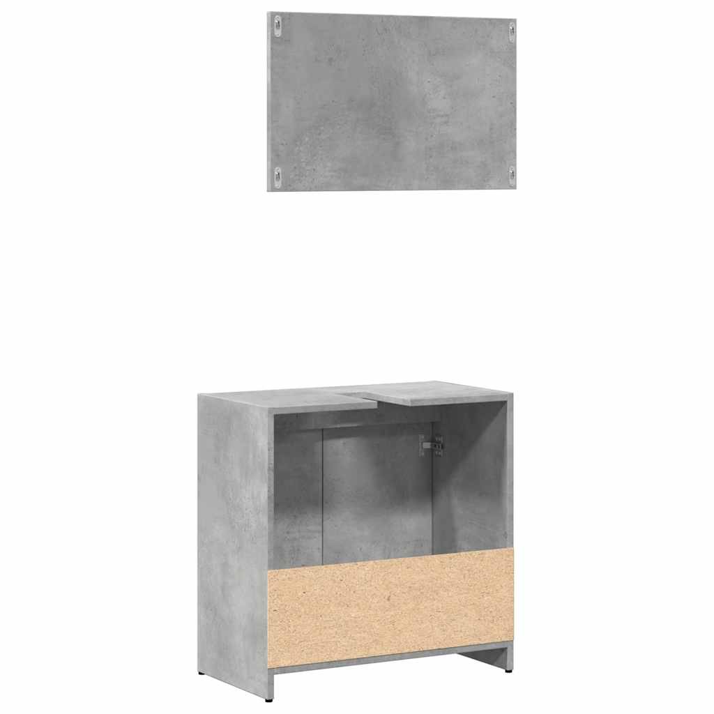 2-piece bathroom furniture set concrete gray wood material