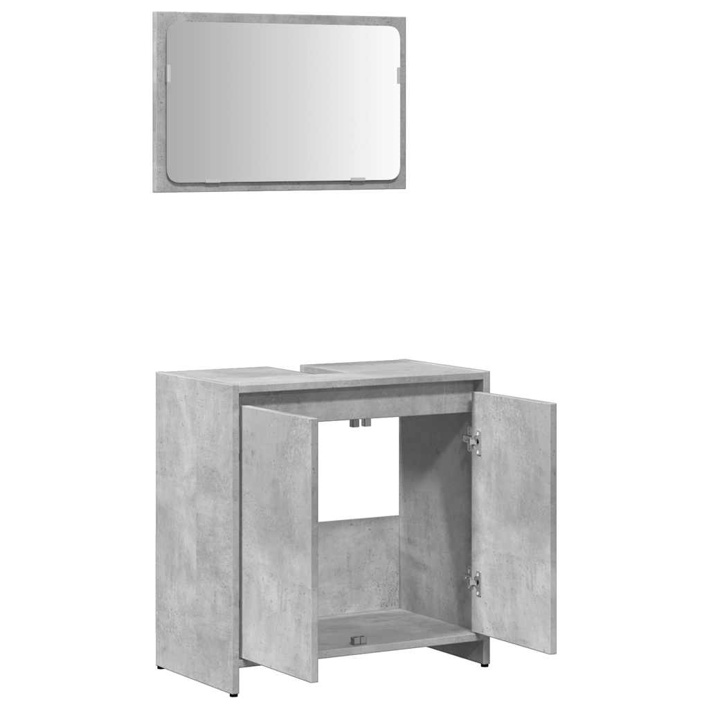 2-piece bathroom furniture set concrete gray wood material