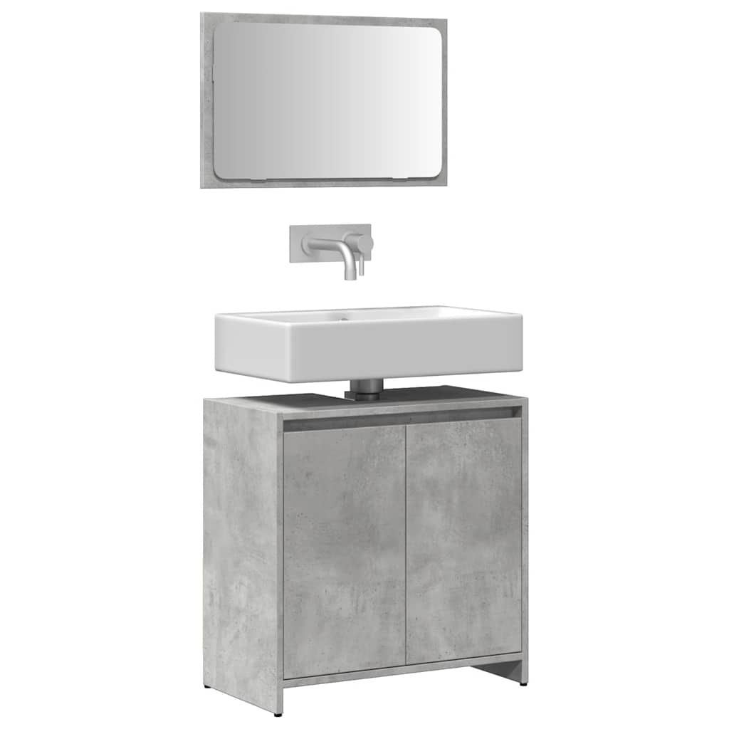 2-piece bathroom furniture set concrete gray wood material