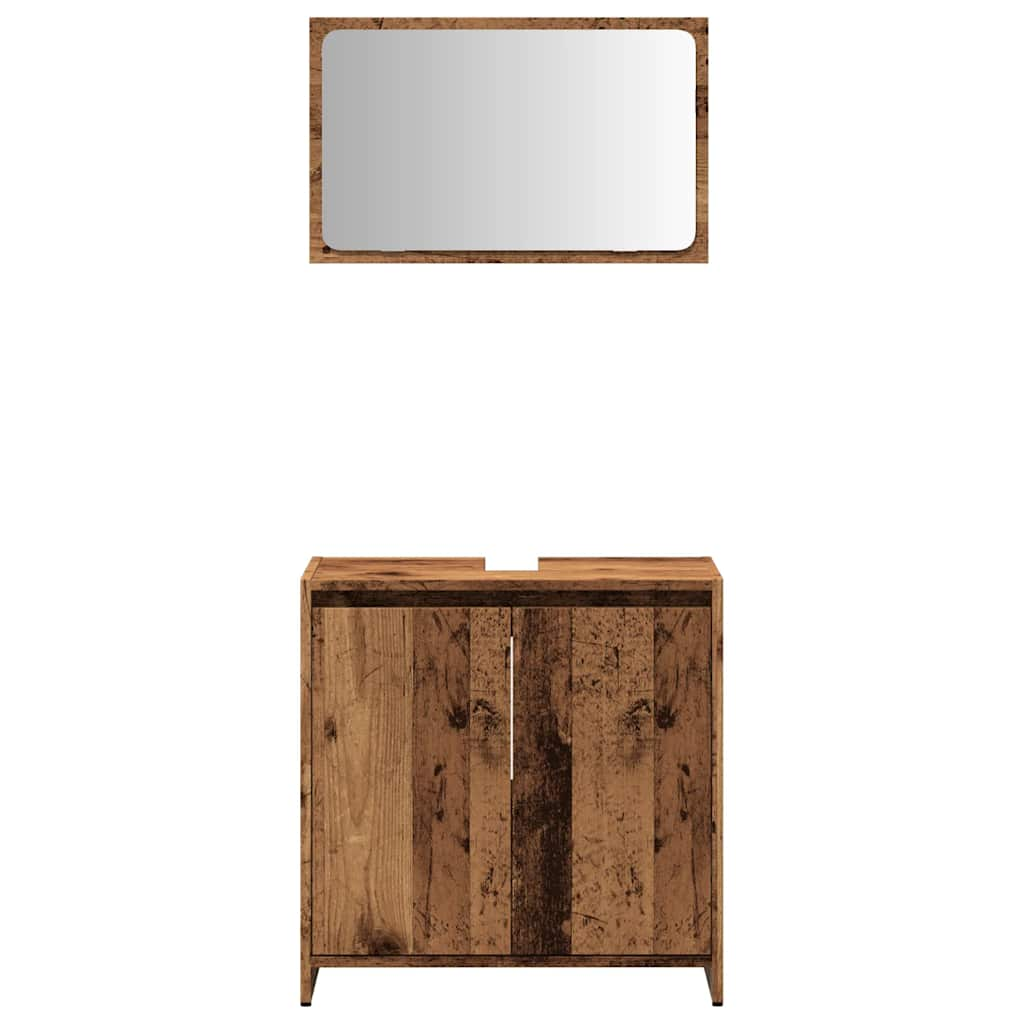 2-piece bathroom furniture set, old wood look, wood material