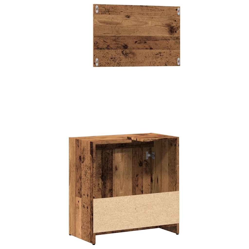 2-piece bathroom furniture set, old wood look, wood material