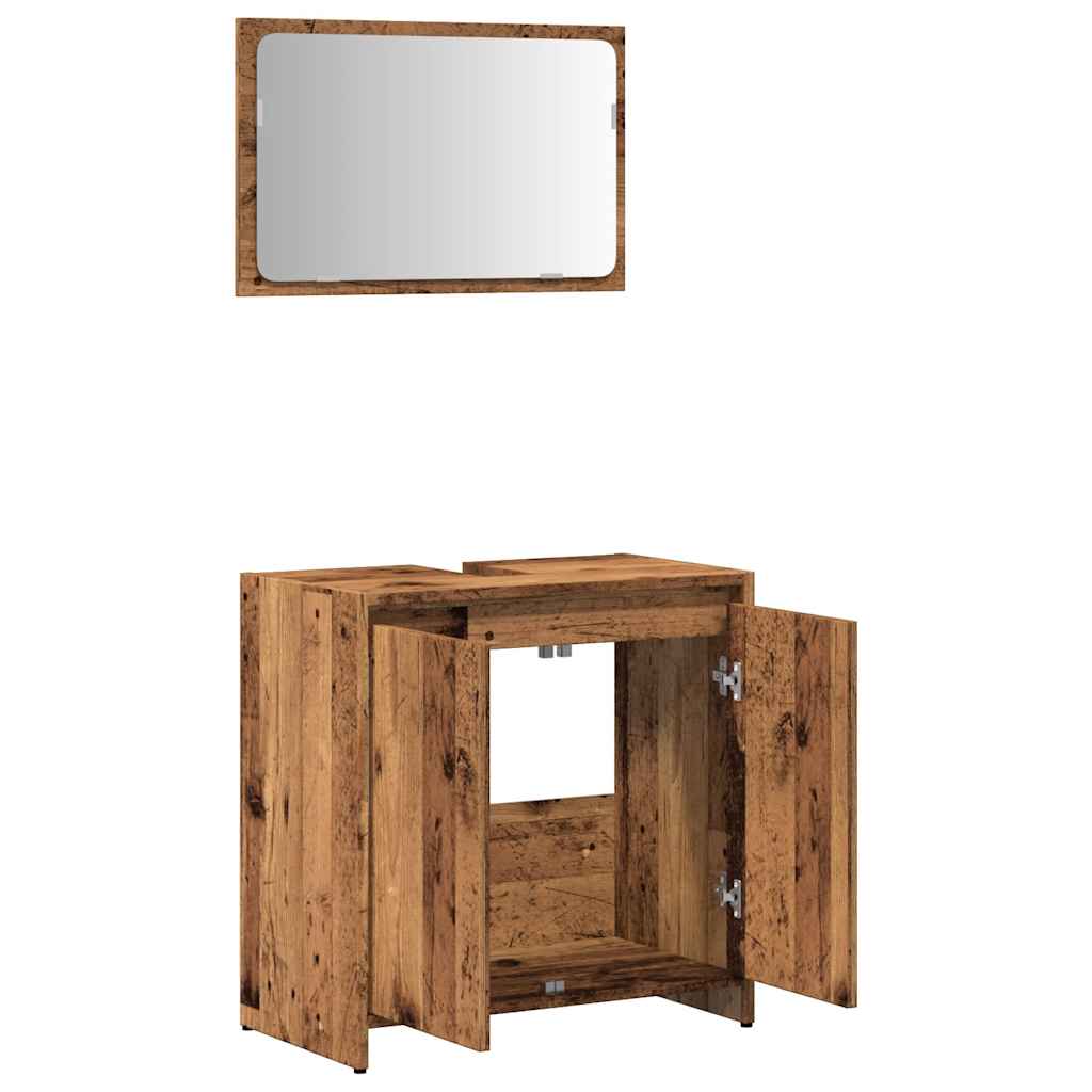 2-piece bathroom furniture set, old wood look, wood material