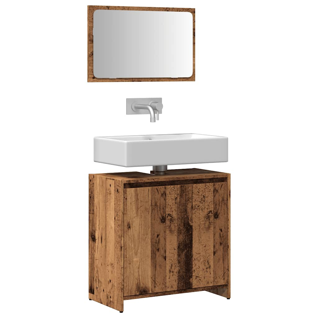 2-piece bathroom furniture set, old wood look, wood material