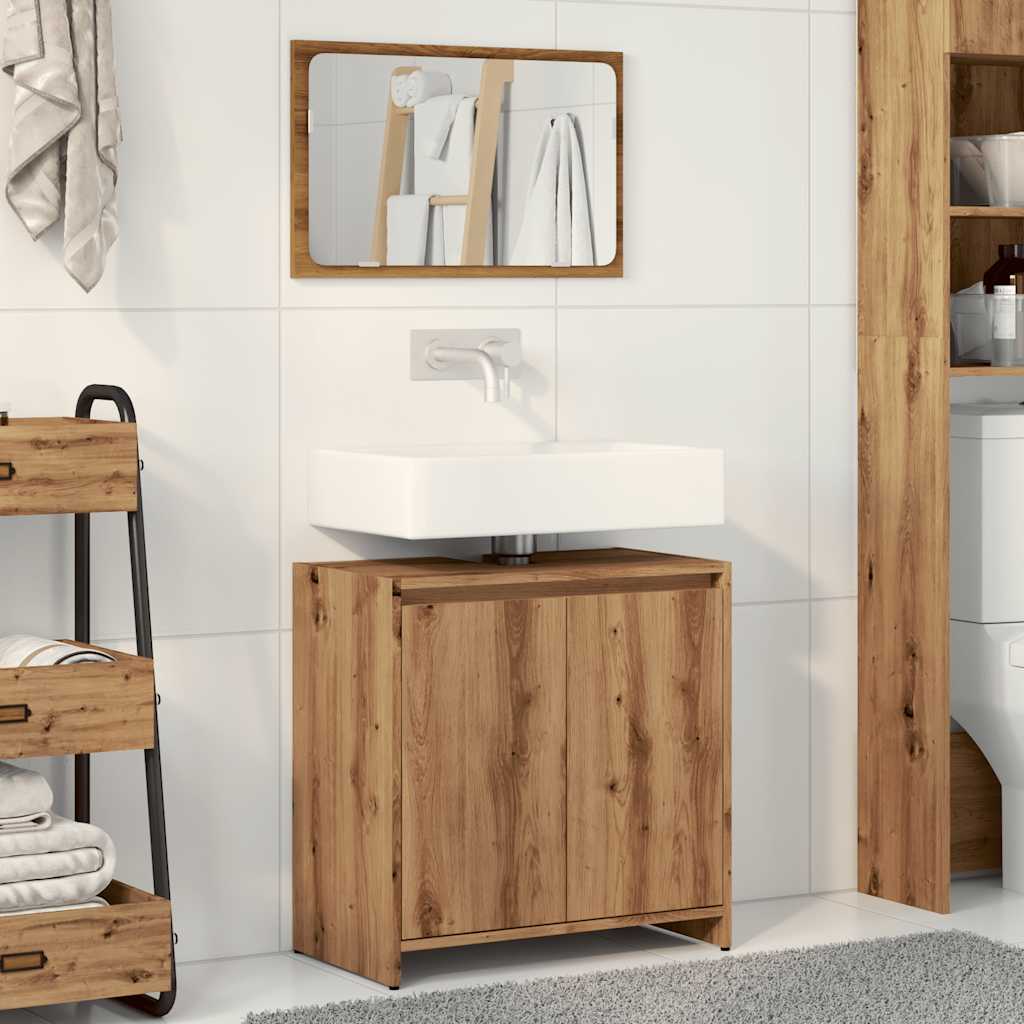 2-piece bathroom furniture set Artisan oak wood material