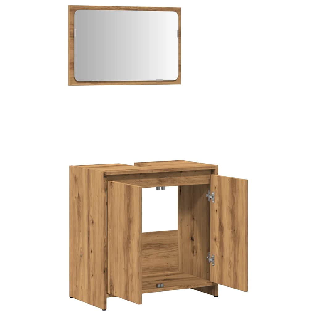 2-piece bathroom furniture set Artisan oak wood material