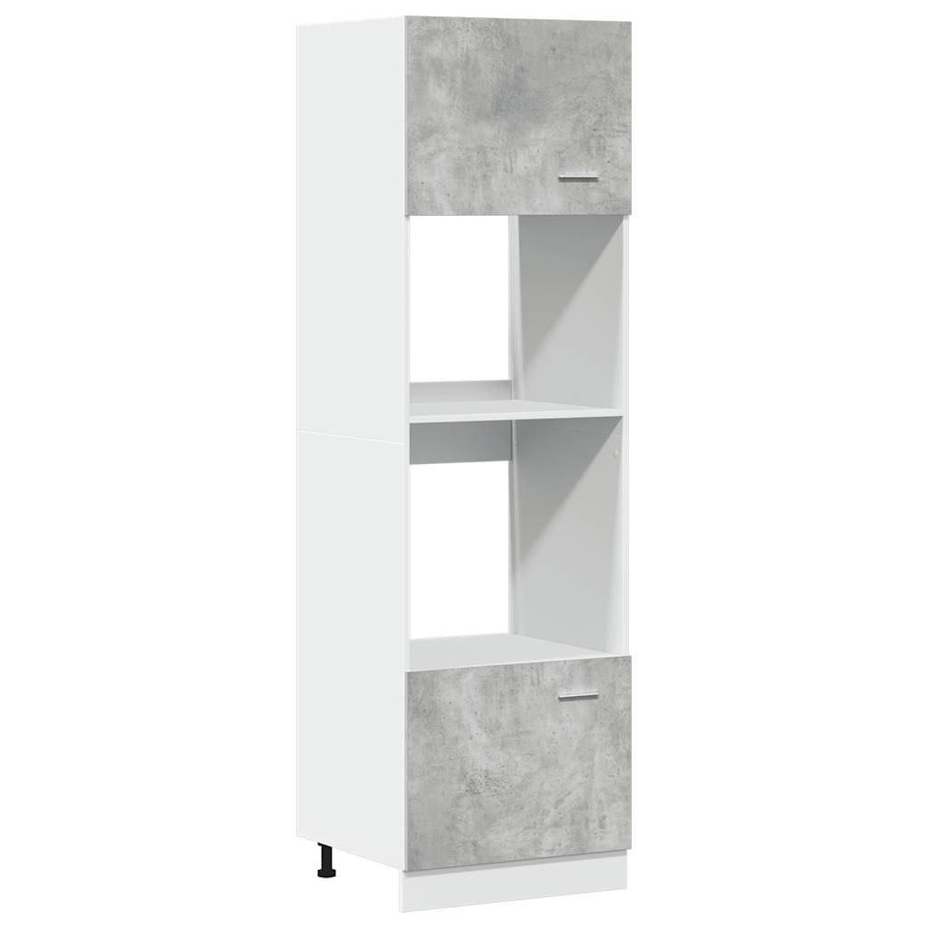 Microwave Cabinet Concrete Grey 60x57x207 cm Wood Material