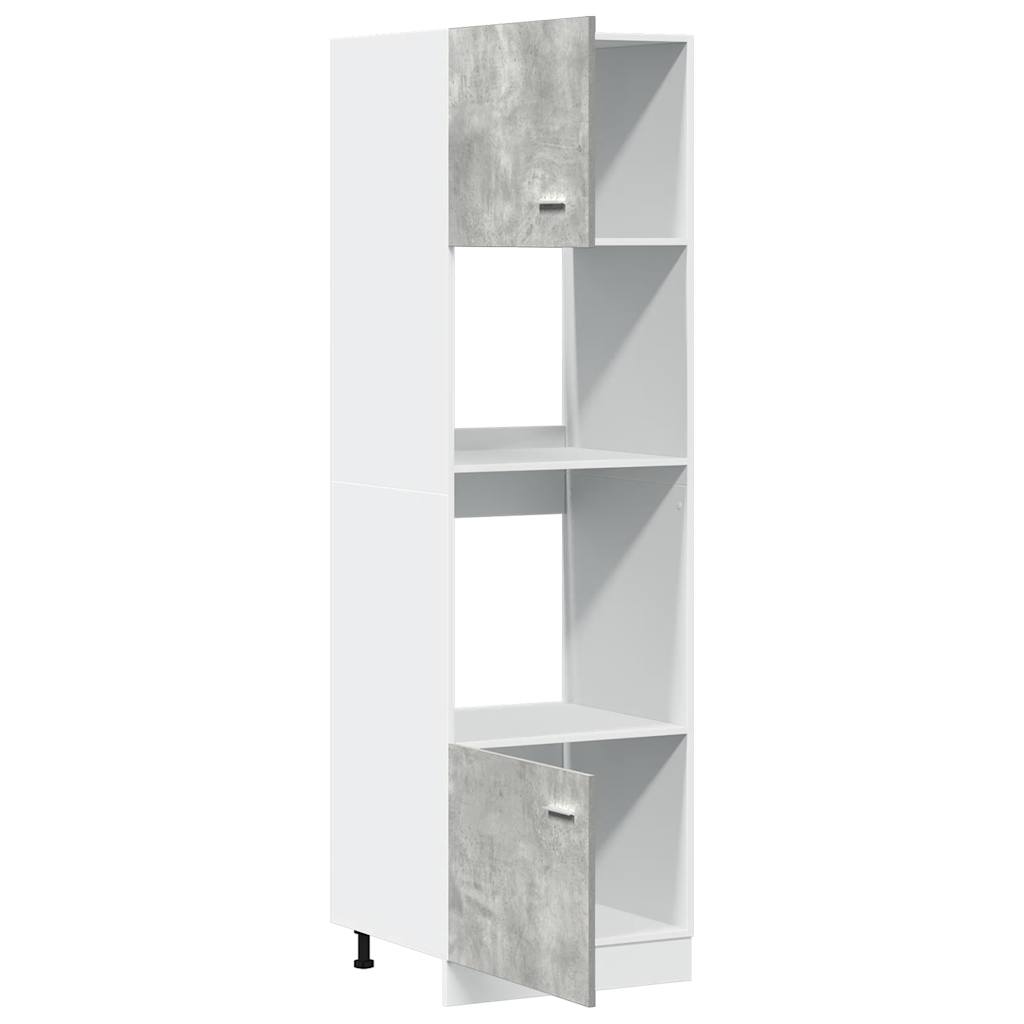 Microwave Cabinet Concrete Grey 60x57x207 cm Wood Material