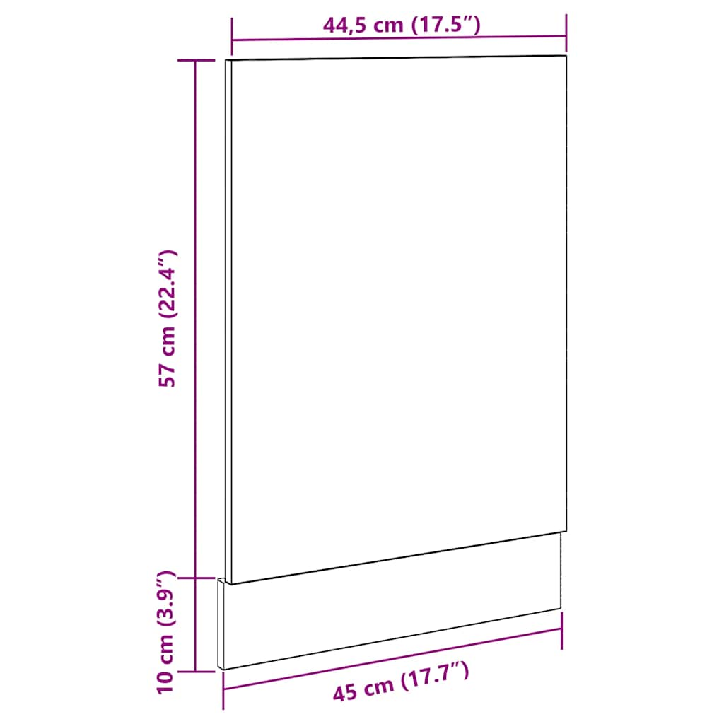 Dishwasher panel concrete grey 45x3x67 cm