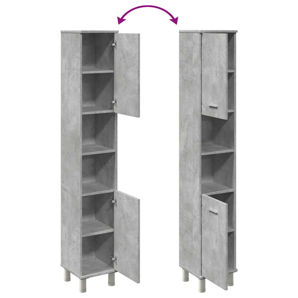 Bathroom Cabinet Concrete Grey 30x30x179 cm Wood Material