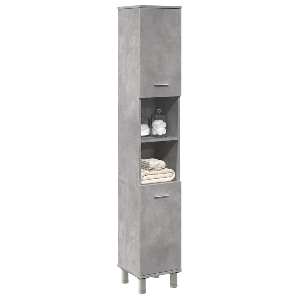 Bathroom Cabinet Concrete Grey 30x30x179 cm Wood Material