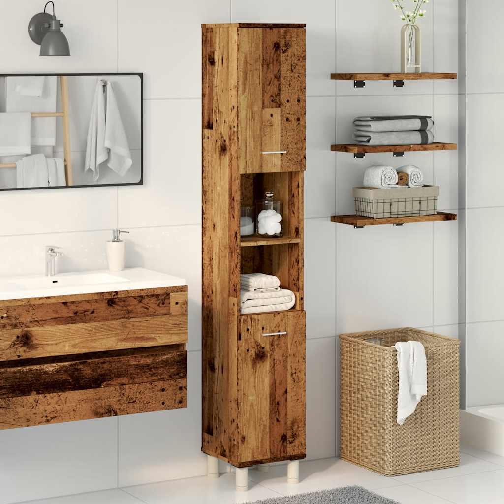 Bathroom cabinet old wood look 30x30x179 cm wood material