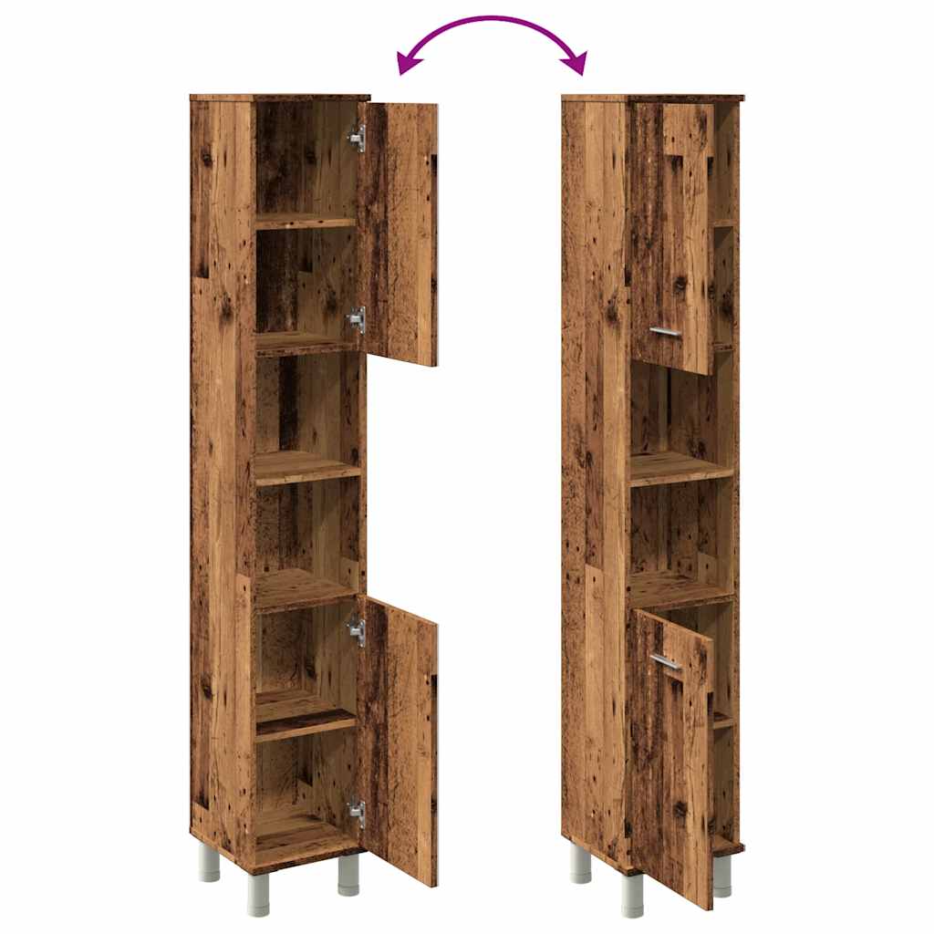 Badschrank Altholz-Optik 30x30x179 cm Holzwerkstoff