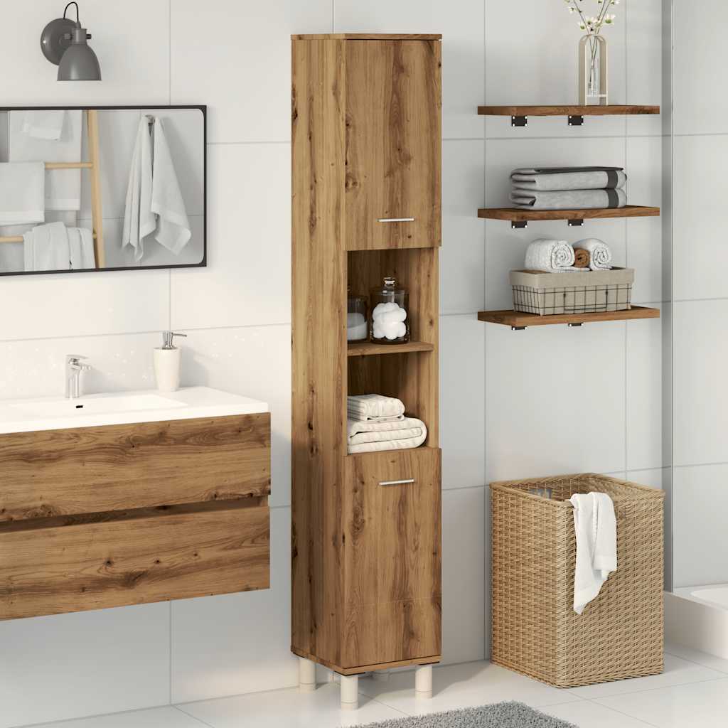 Artisan oak bathroom cabinet 30x30x179 cm wood material