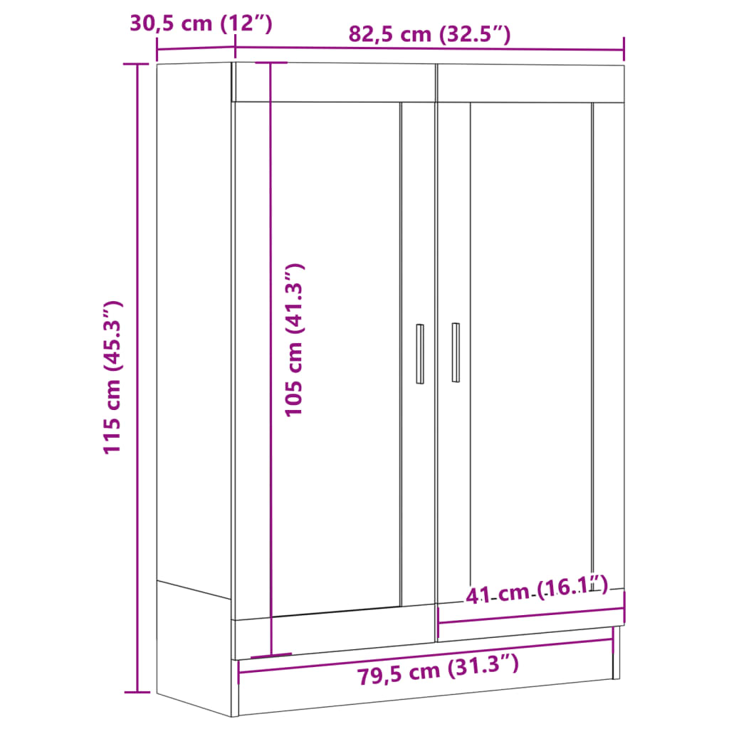 Bookcase old wood look 82.5x30.5x115 cm wood material