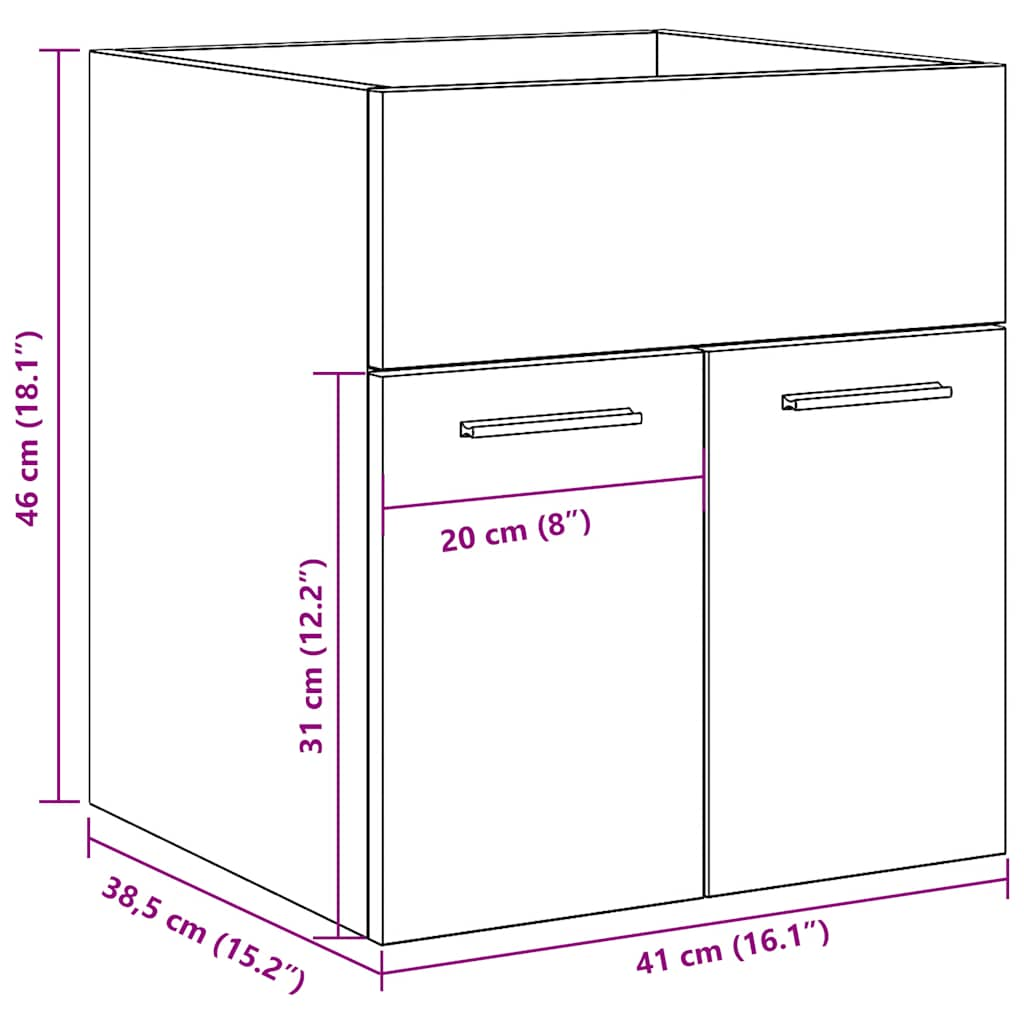 Washbasin cabinet Sonoma oak 41x38.5x46 cm wood material