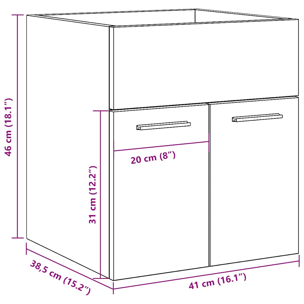 Washbasin cabinet old wood look 41x38.5x46 wood material