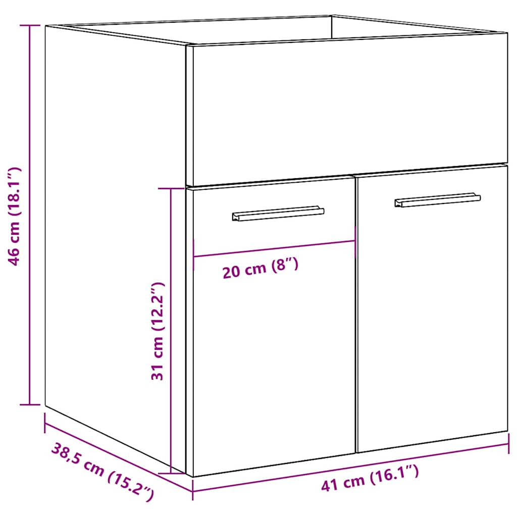 Washbasin cabinet Artisan oak 41x38.5x46 wood material