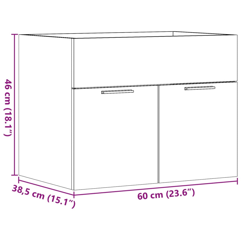 Washbasin base cabinet concrete grey 60x38.5x46 cm wood material