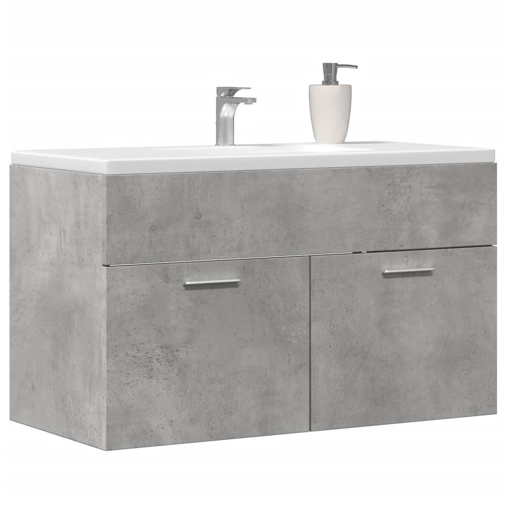 Washbasin base cabinet concrete grey 80x38.5x46 cm wood material