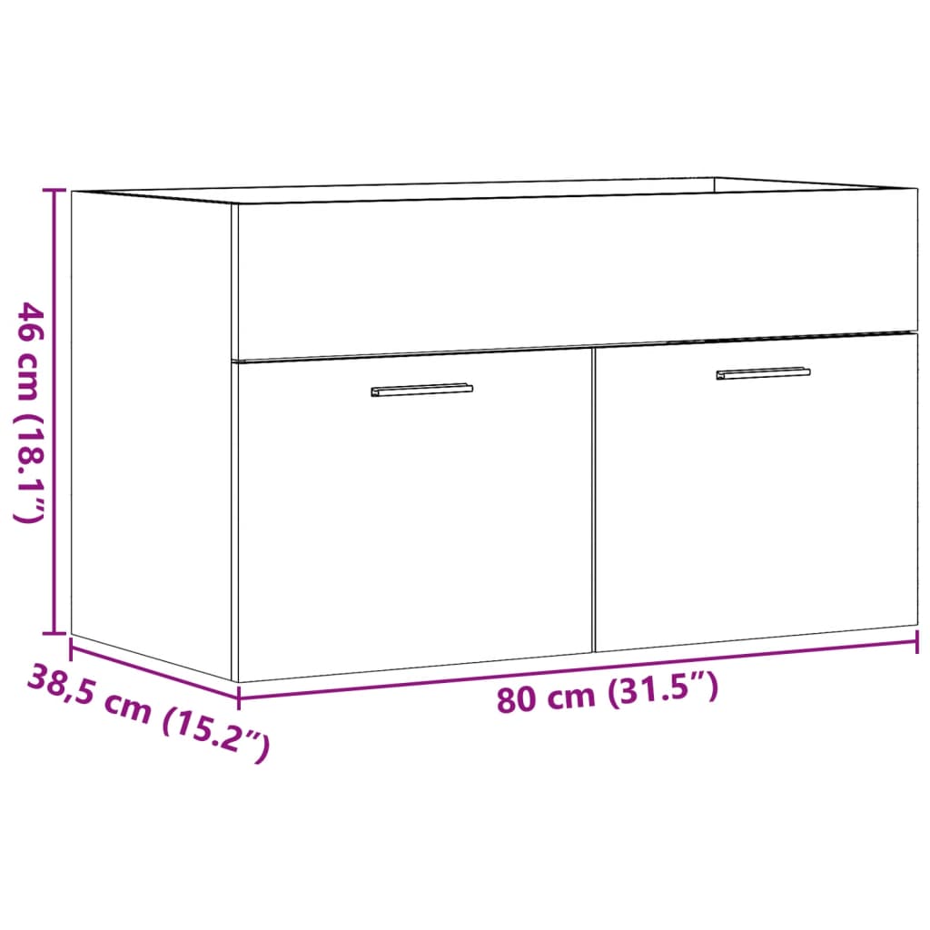 Washbasin base cabinet concrete grey 80x38.5x46 cm wood material