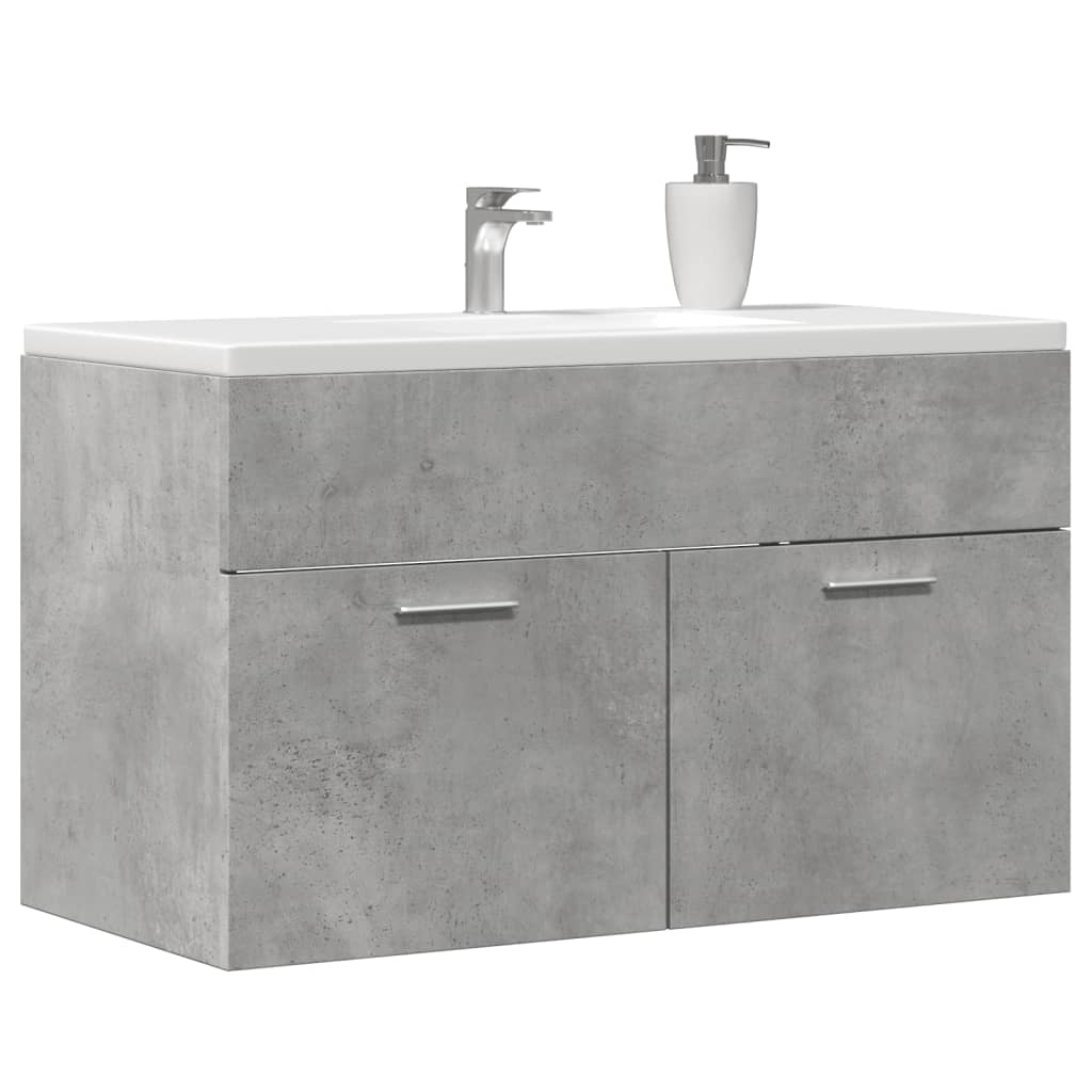 Washbasin base cabinet concrete grey 90x38.5x46 wood material