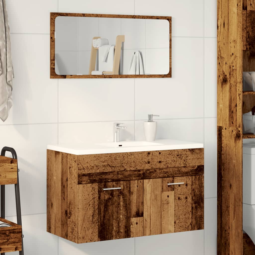 Washbasin base cabinet old wood look 90x38.5x46 wood material