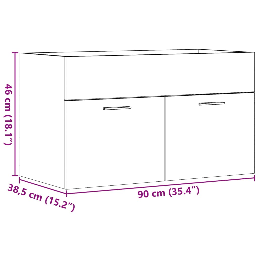 Waschbeckenunterschrank Altholz-Optik 90x38,5x46 Holzwerkstoff