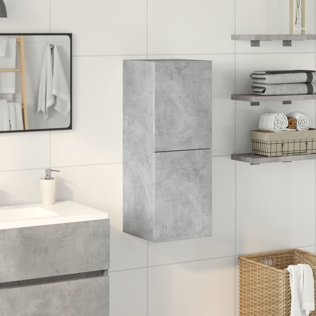 Bathroom wall cabinet concrete grey 30x30x80 cm wood material