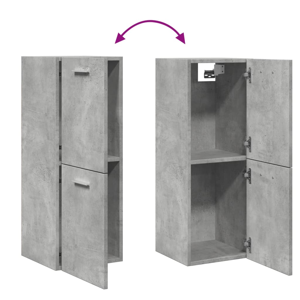 Bathroom wall cabinet concrete grey 30x30x80 cm wood material