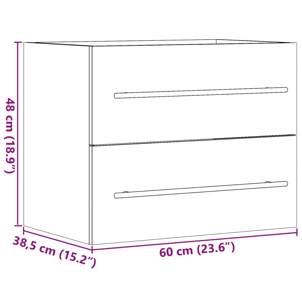 Washbasin base cabinet Sonoma oak 60x38.5x48cm wood material