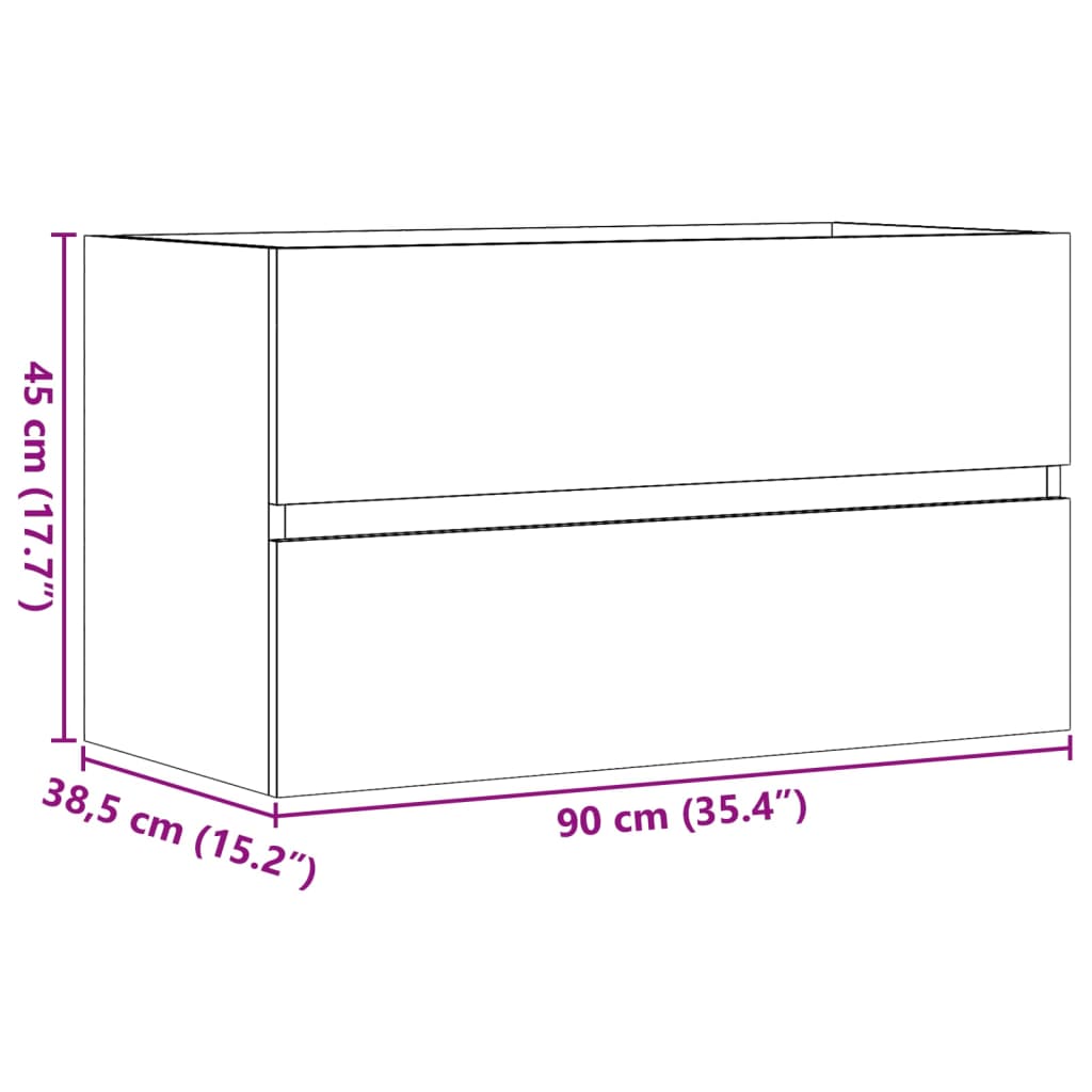 Washbasin base cabinet concrete grey 90x38.5x45 cm wood material