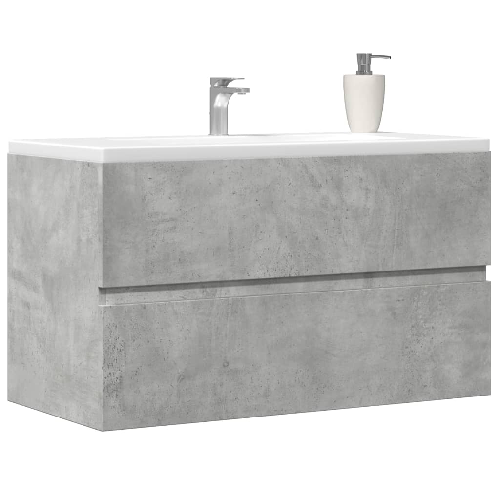 Washbasin base cabinet concrete grey 90x38.5x45 cm wood material