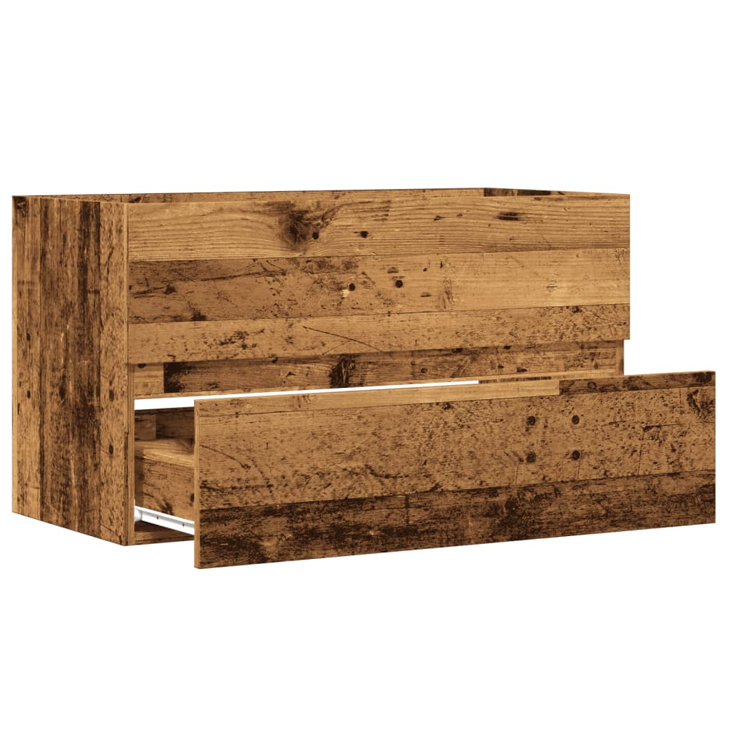 Washbasin base cabinet old wood look 90x38.5x45 wood material