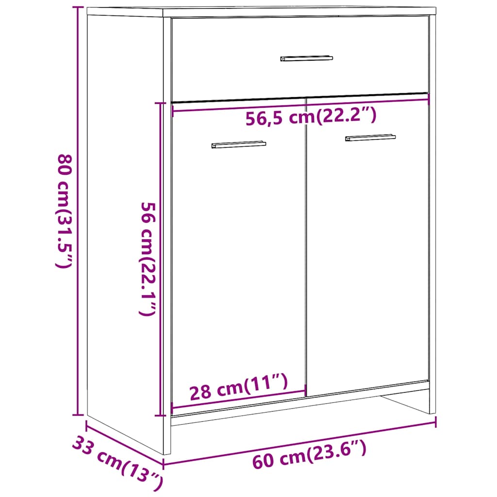 Bathroom cabinet old wood look 60x33x80 cm wood material