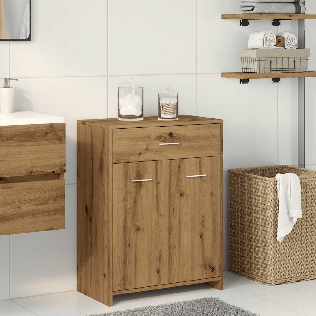 Artisan oak bathroom cabinet 60x33x80 cm made of wood material