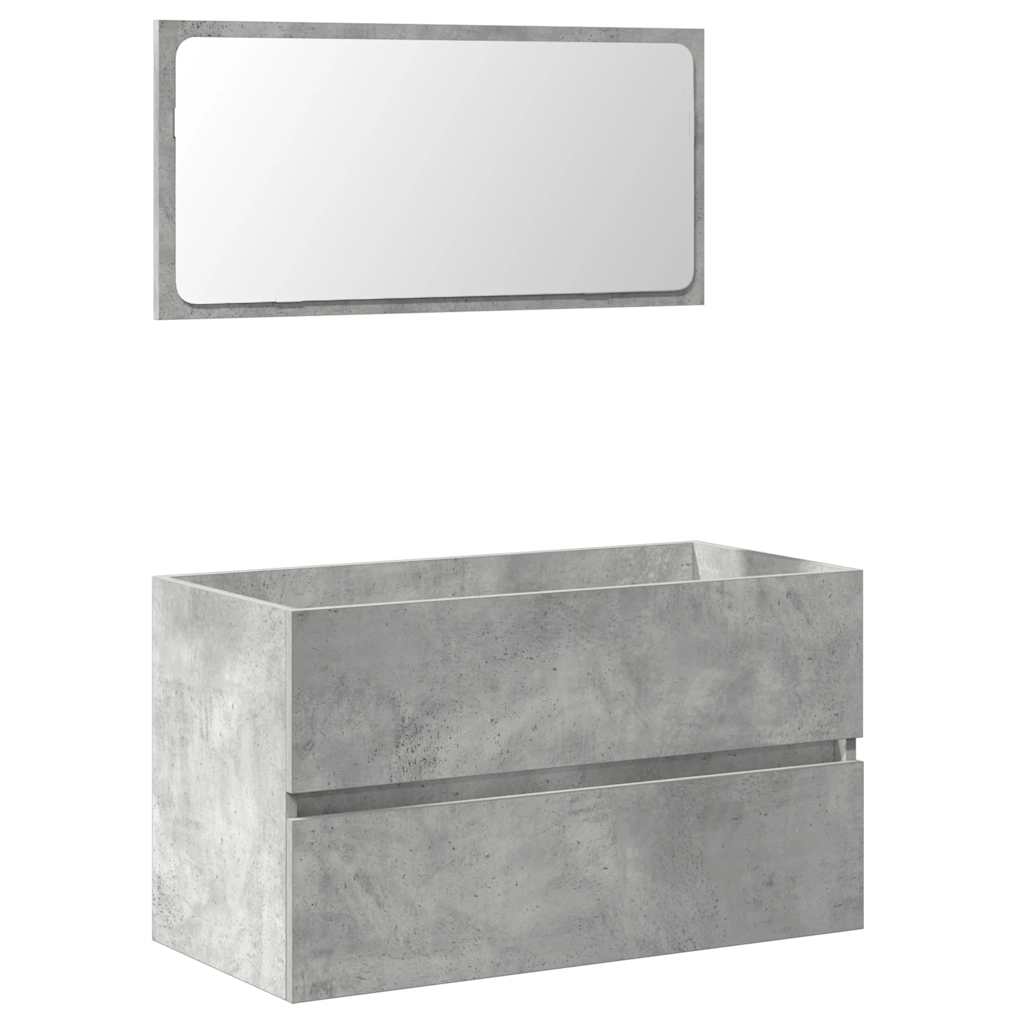 Bathroom Cabinet with Mirror Concrete Gray Wood Material