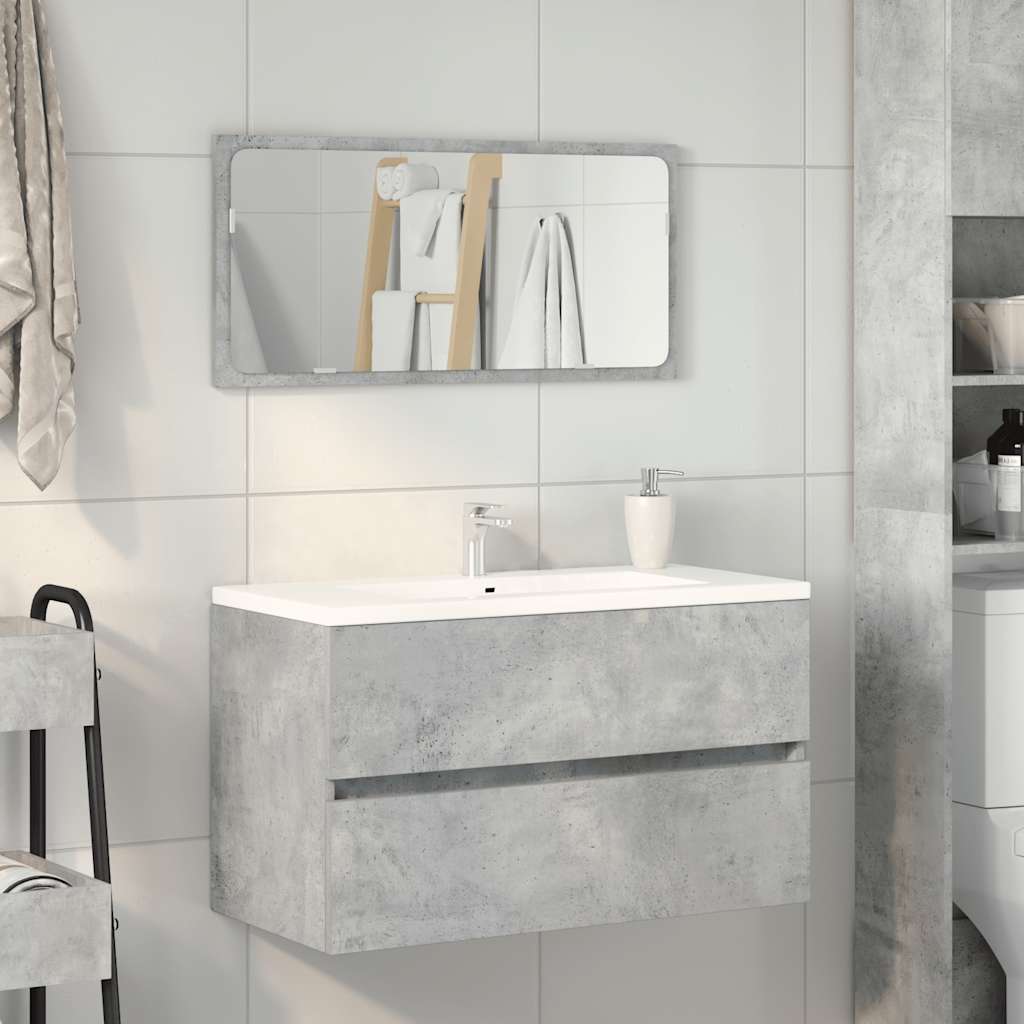 Bathroom Cabinet with Mirror Concrete Gray Wood Material