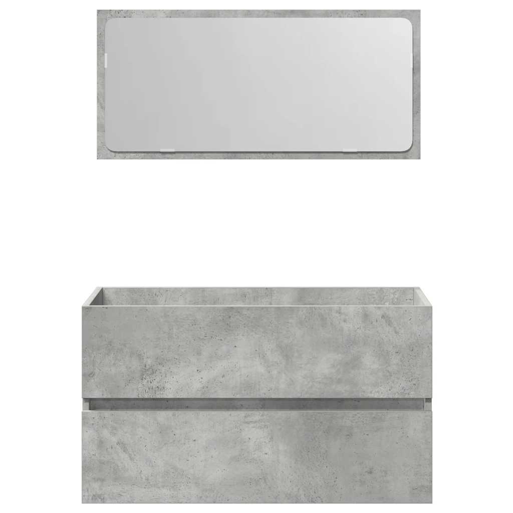 Bathroom Cabinet with Mirror Concrete Gray Wood Material