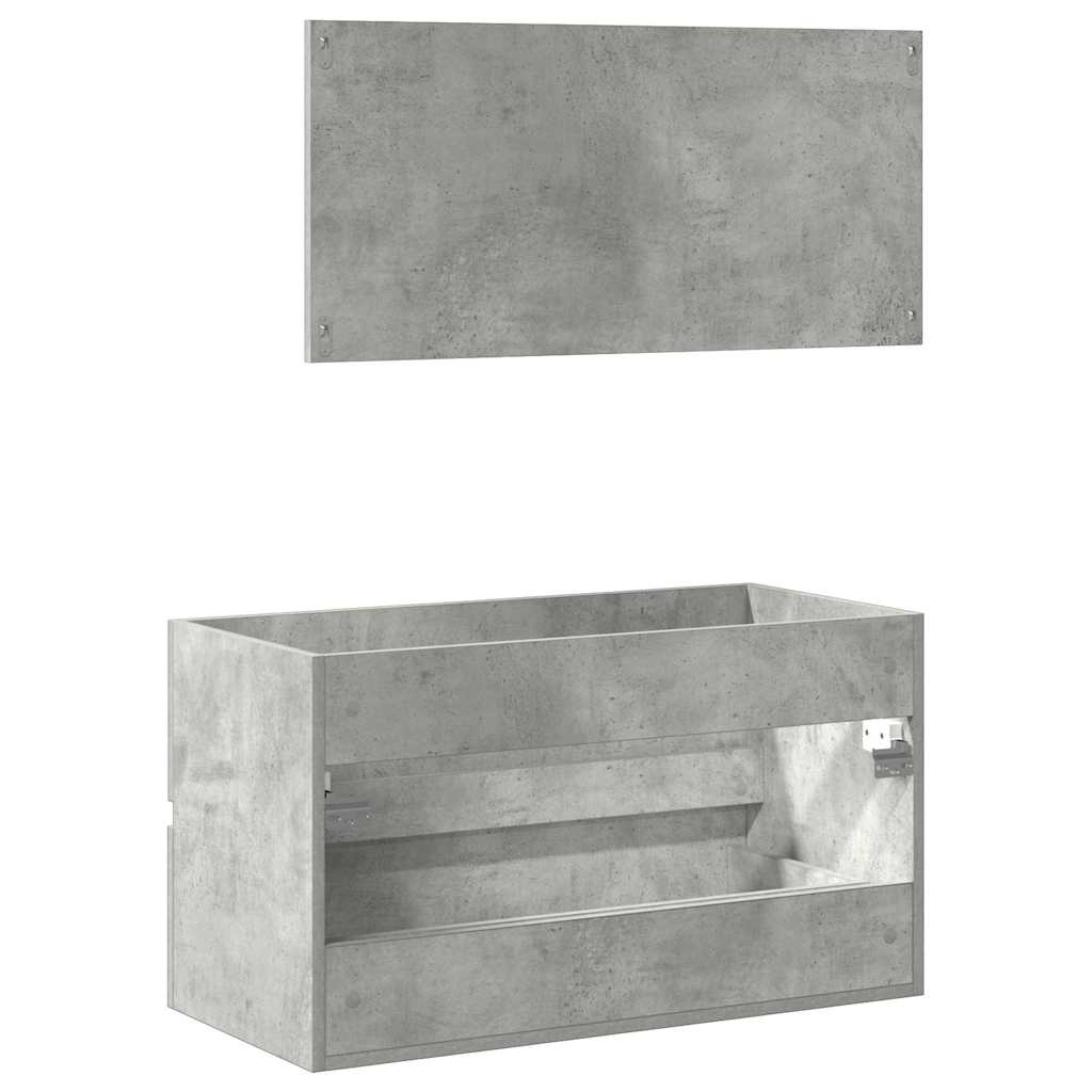 Bathroom Cabinet with Mirror Concrete Gray Wood Material