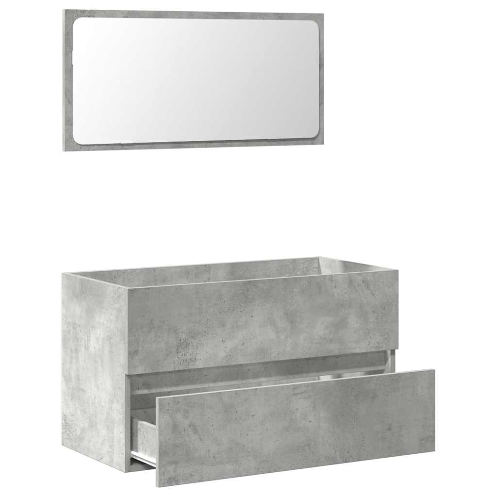 Bathroom Cabinet with Mirror Concrete Gray Wood Material