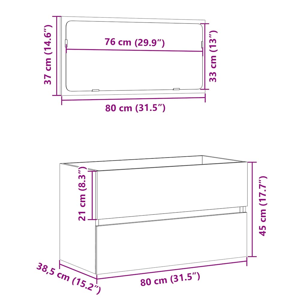 Bathroom Cabinet with Mirror Concrete Gray Wood Material