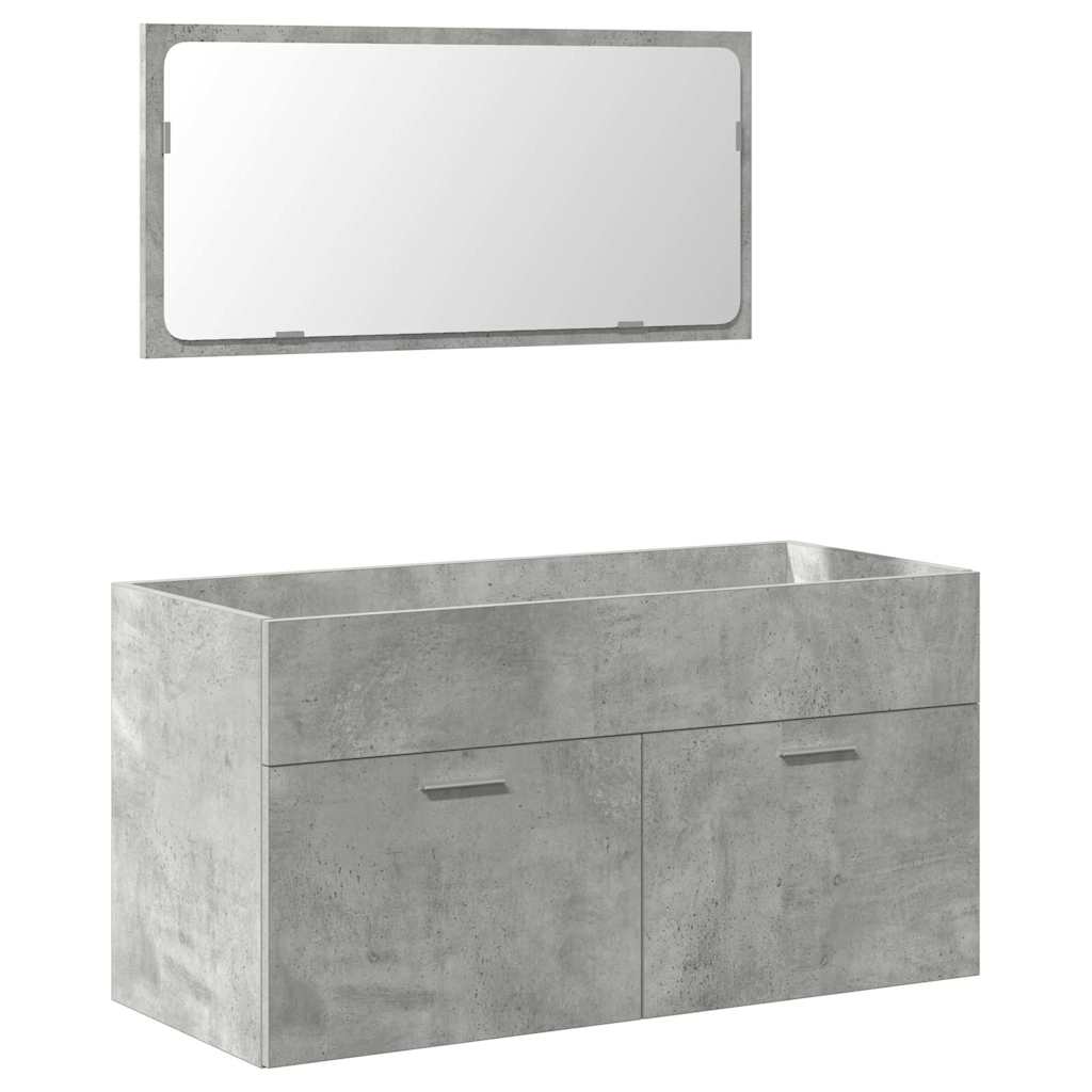 Bathroom Cabinet with Mirror Concrete Gray Wood Material