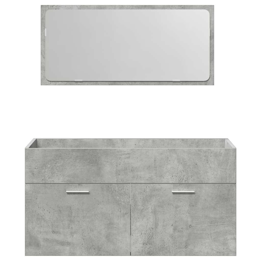 Bathroom Cabinet with Mirror Concrete Gray Wood Material