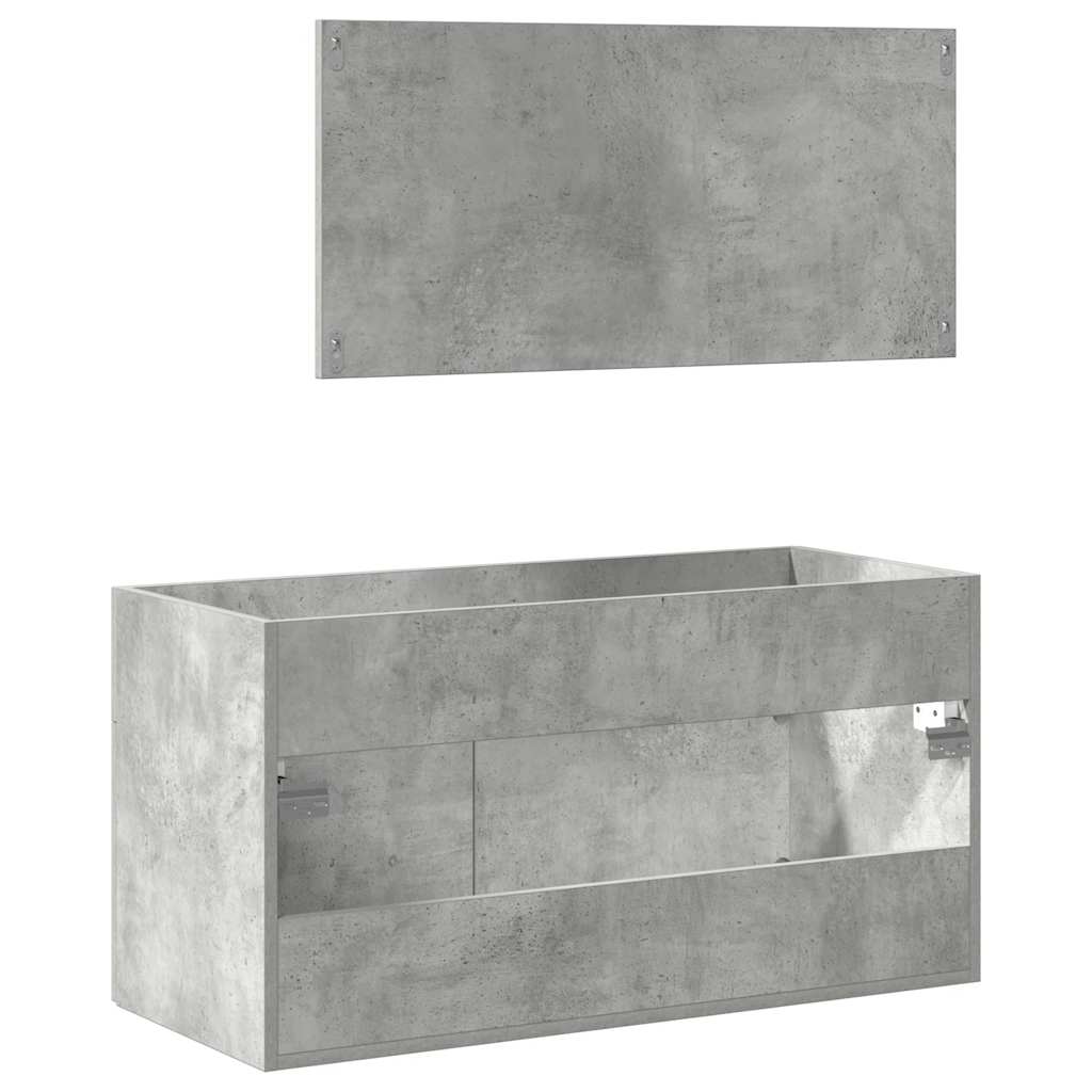 Bathroom Cabinet with Mirror Concrete Gray Wood Material