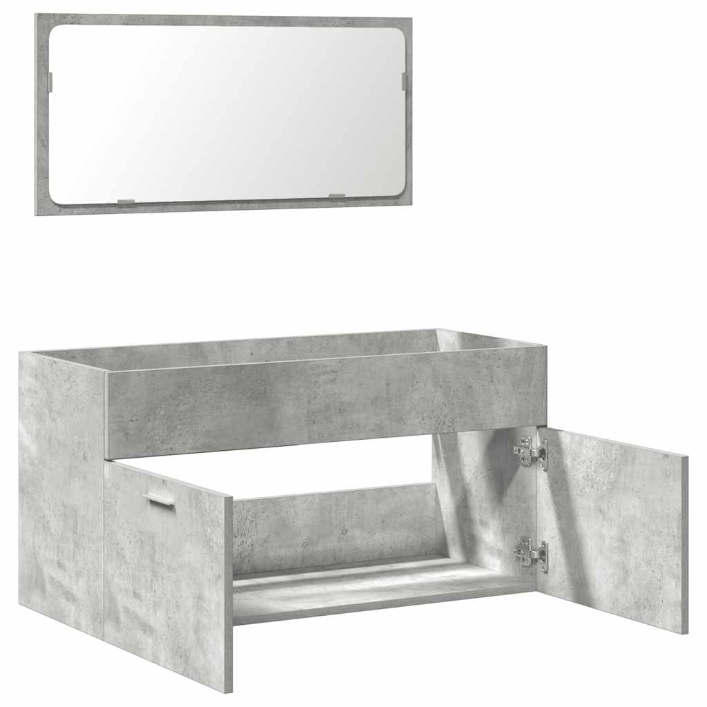 Bathroom Cabinet with Mirror Concrete Gray Wood Material